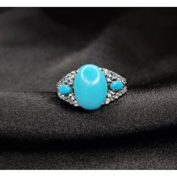 Dk Signed 925 Sterling Silver Ring With Composite Turquoise Size 9.5 - Picture 1 of 3